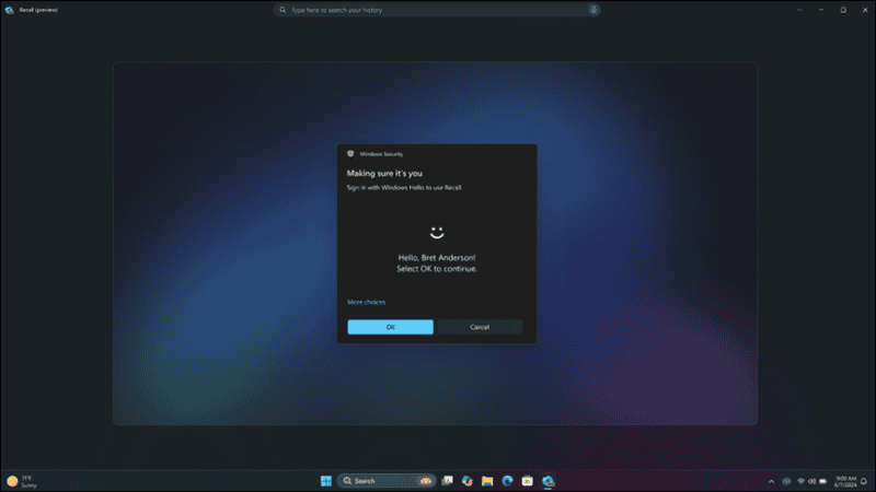 windows hello needed to search recall history windows hello needed to search recall history