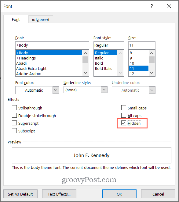 Check the Box for Hidden Text in Microsoft Word on Windows
